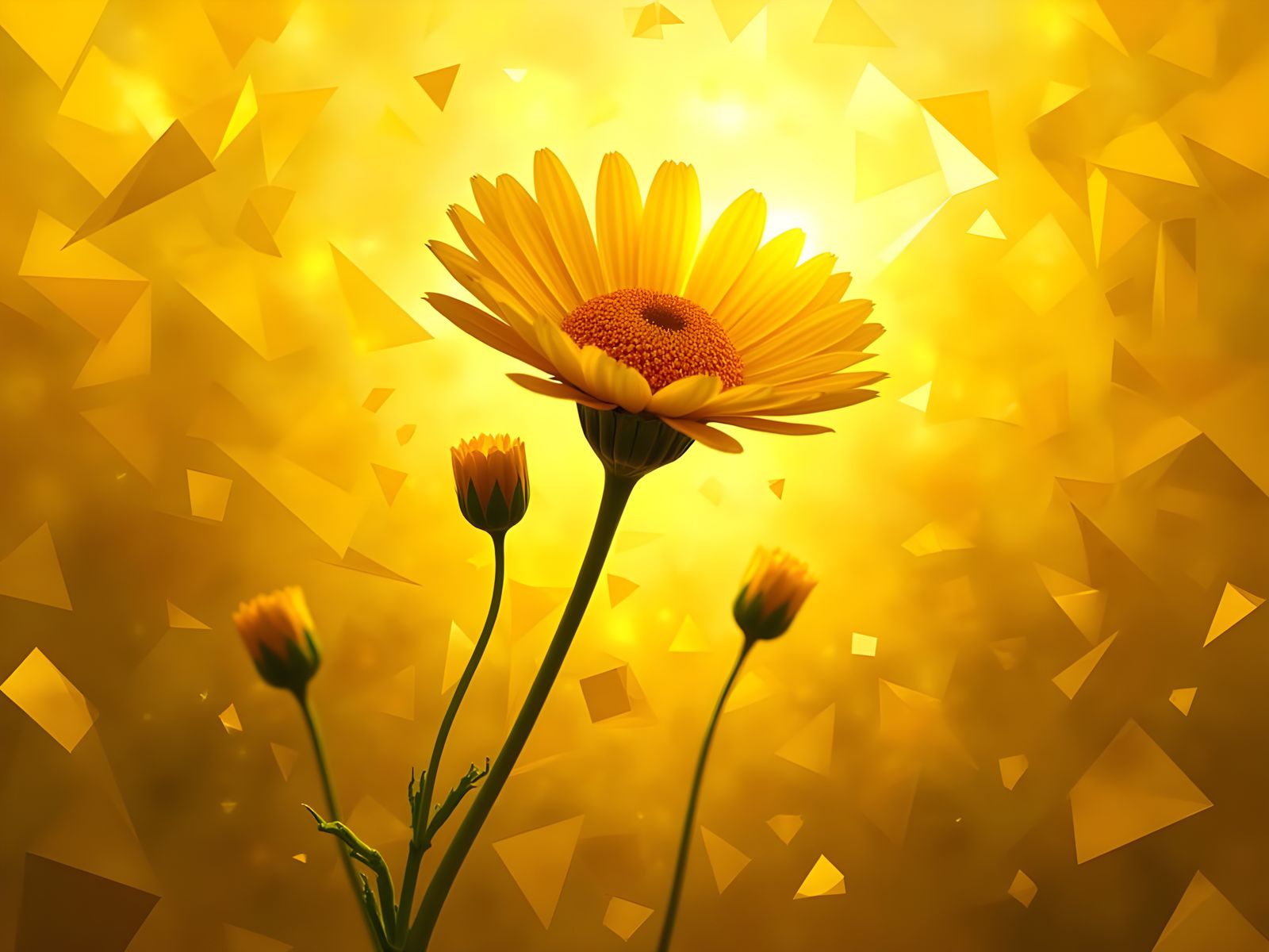 Vibrant Yellow Cubist Explosion