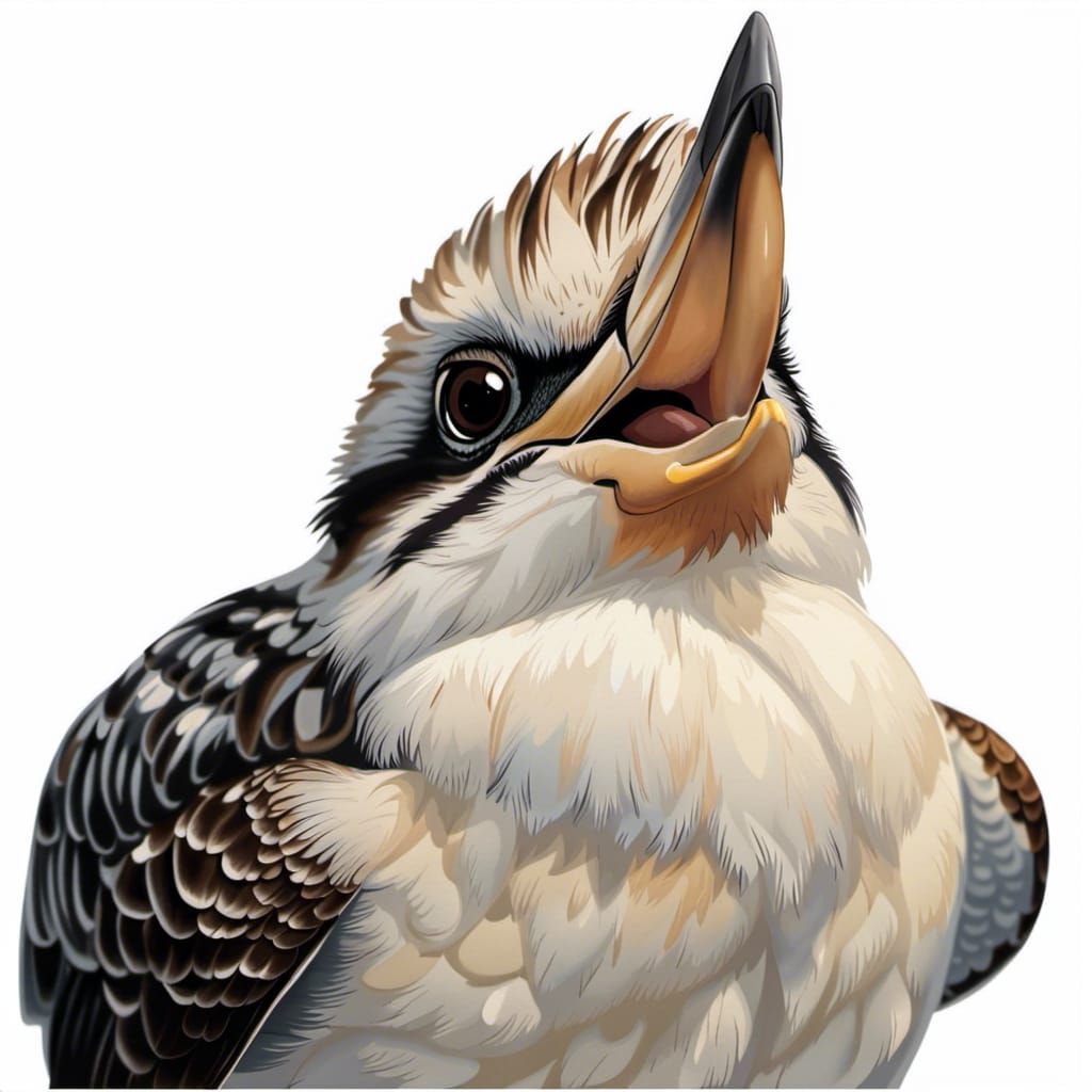 Kookaburra Cartoon Coloring Page in Detailed Ink Art