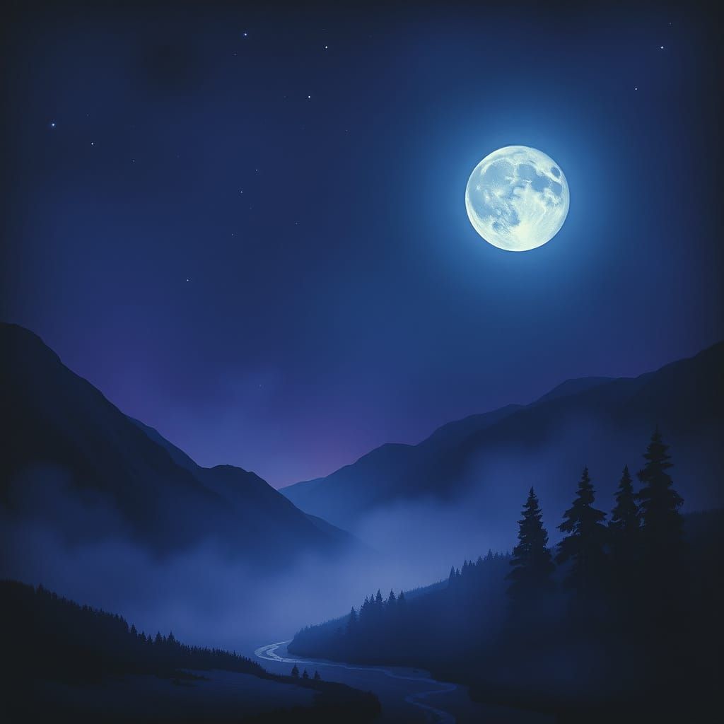 Moonlit Dreamscape in Ethereal Blues
