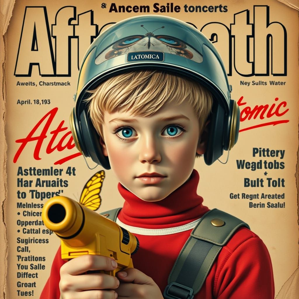 Boy on Sci-Fi Magazine Cover in Photorealistic Style