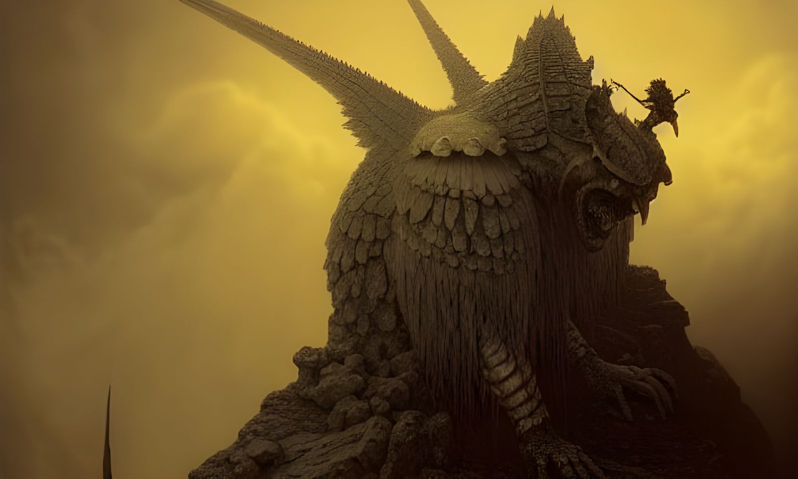 Golden Gargoyle Knight Render in Hyperrealism