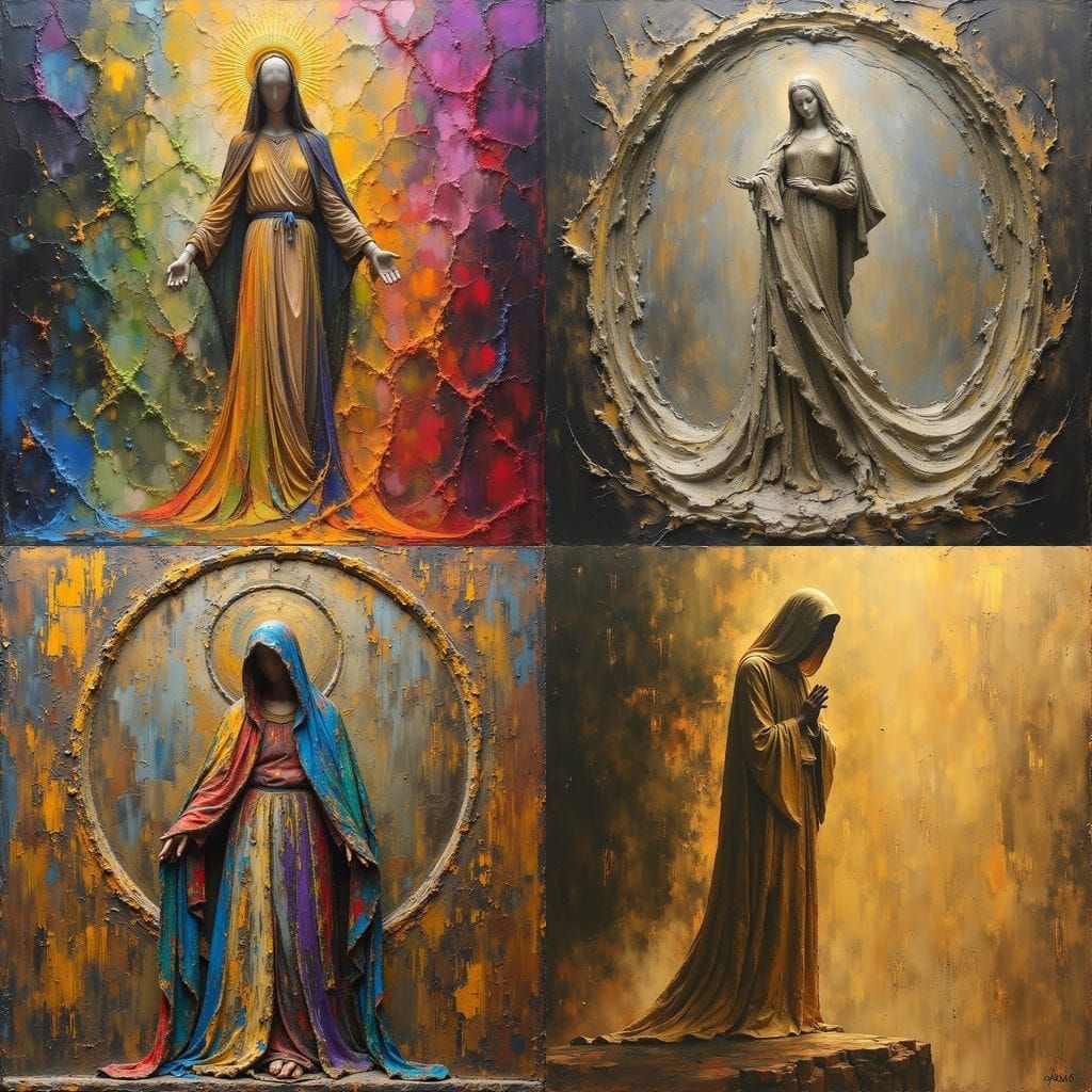 Our Lady of Fatima in Dark Oil Paint Style