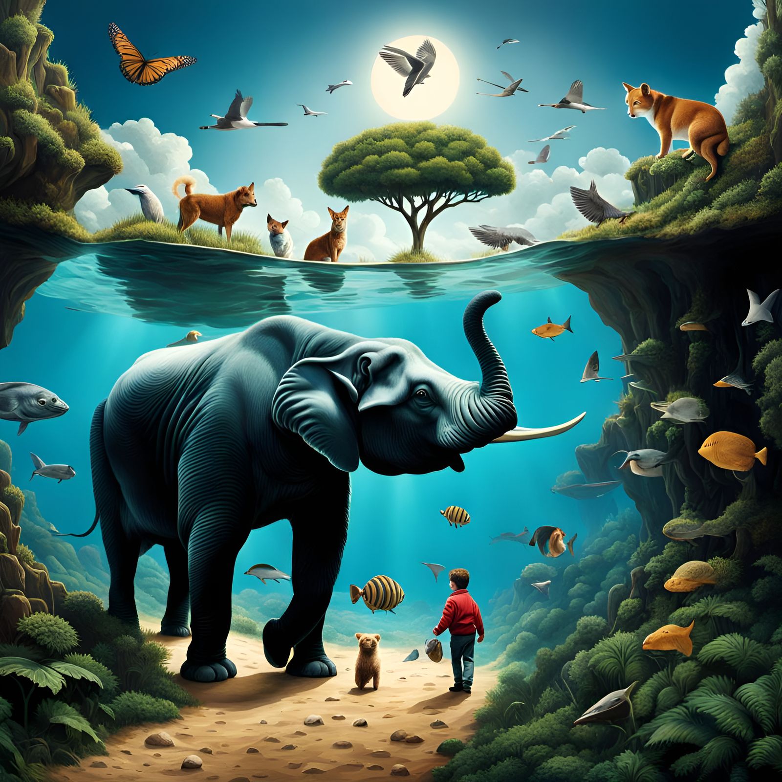 Surreal Coexistence of People and Animals