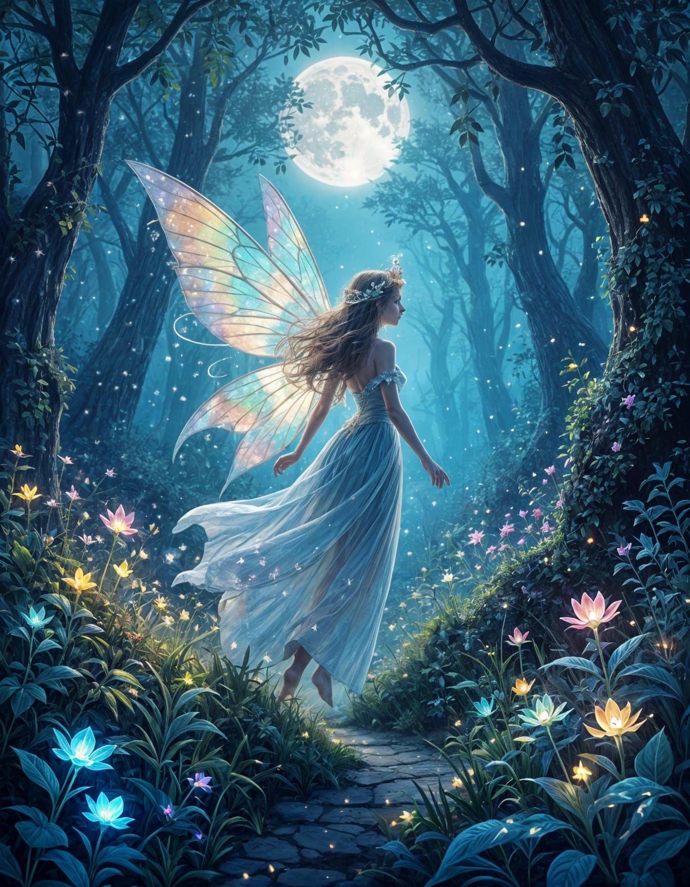 Enchanted Forest Fairy Princess in Moonlit Glow