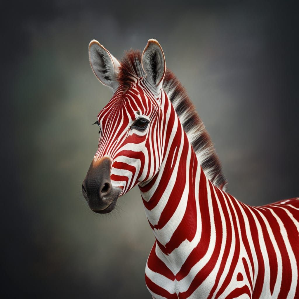 Vibrant Red Zebra in Fine Art Portrait