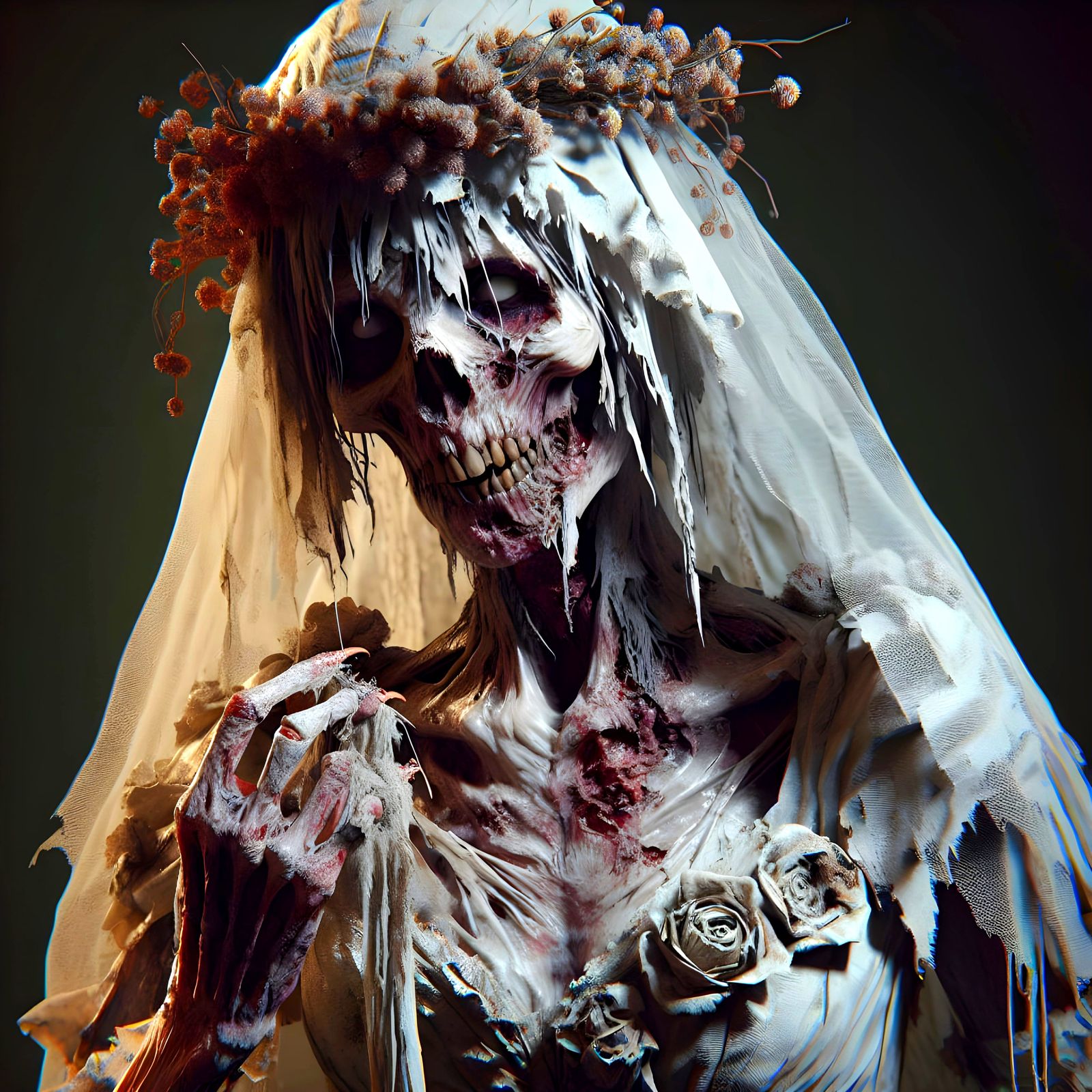 Undead Bride: Dark Fantasy Horror in Expressive Art