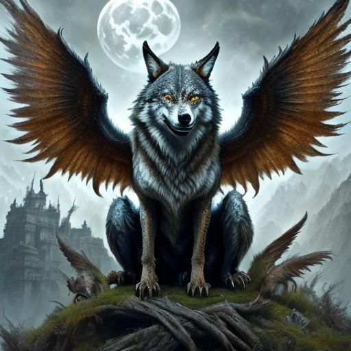 Winged Wolves in Epic Cinematic Digital Painting