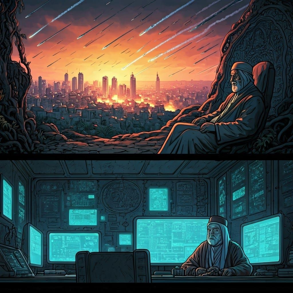 Comic Strip: Missiles Over Tel Aviv, Matte Painting Style