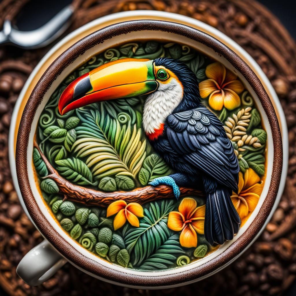 Exquisite Toucan Latte Art