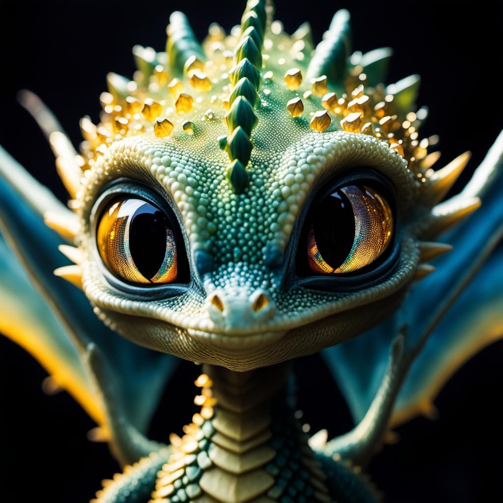 Crystal Dragon Hatchling in Surreal Sci-Fi Style