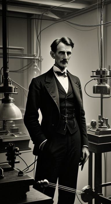 Nikola Tesla in Victorian-Era Laboratory