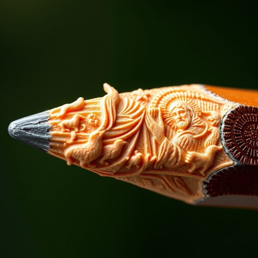 St. Francis Bas Relief Carved on Pencil Tip