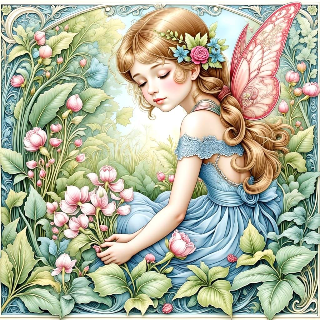 Whimsical Fairy in Dreamy Zentangle Art Style