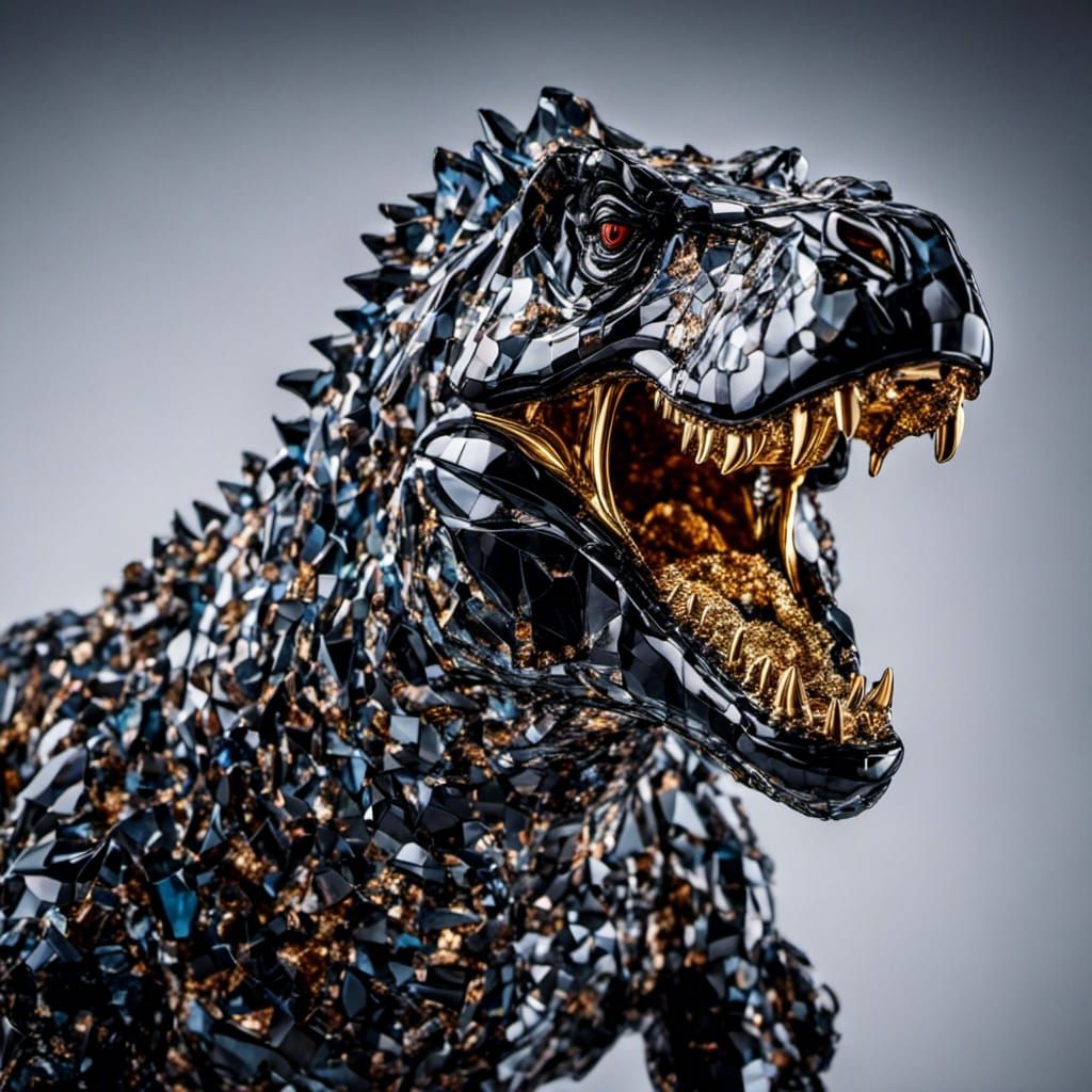 Crystal T-Rex Sculpture Portrait