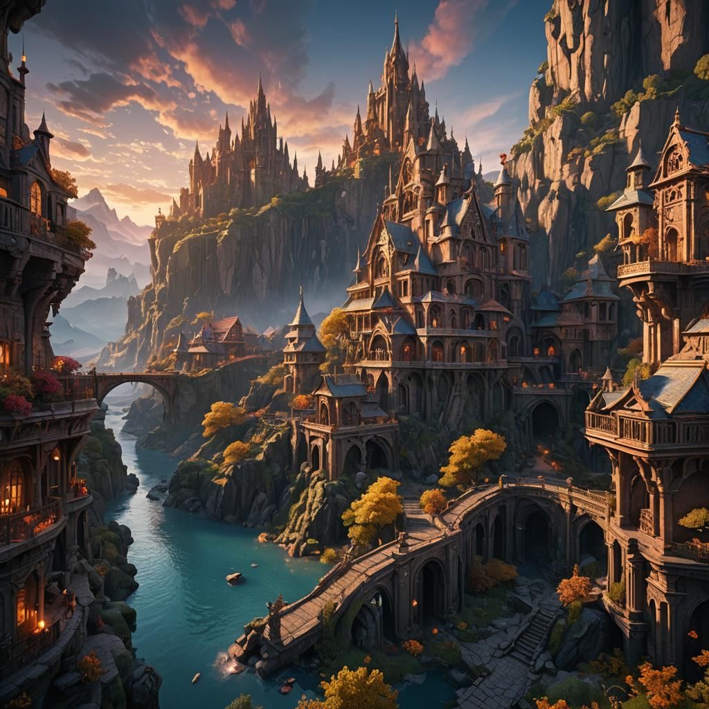 Fantastical Sunrise: Detailed Matte Painting