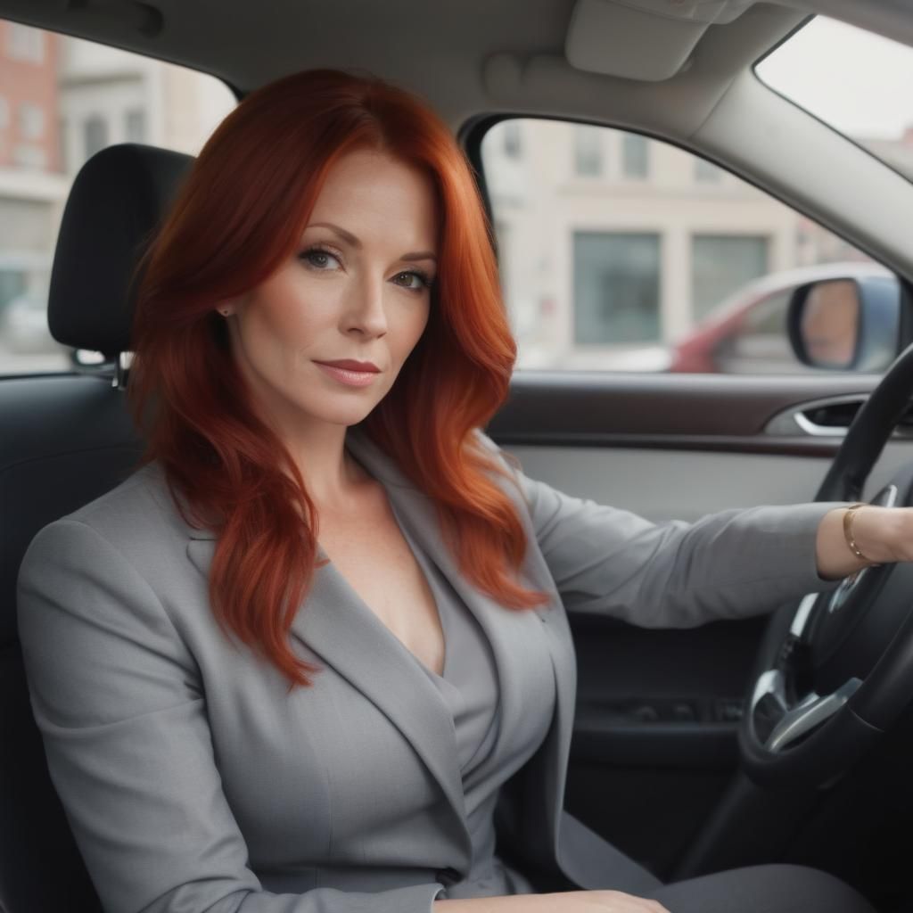 Attractive Woman Driving SUV in City