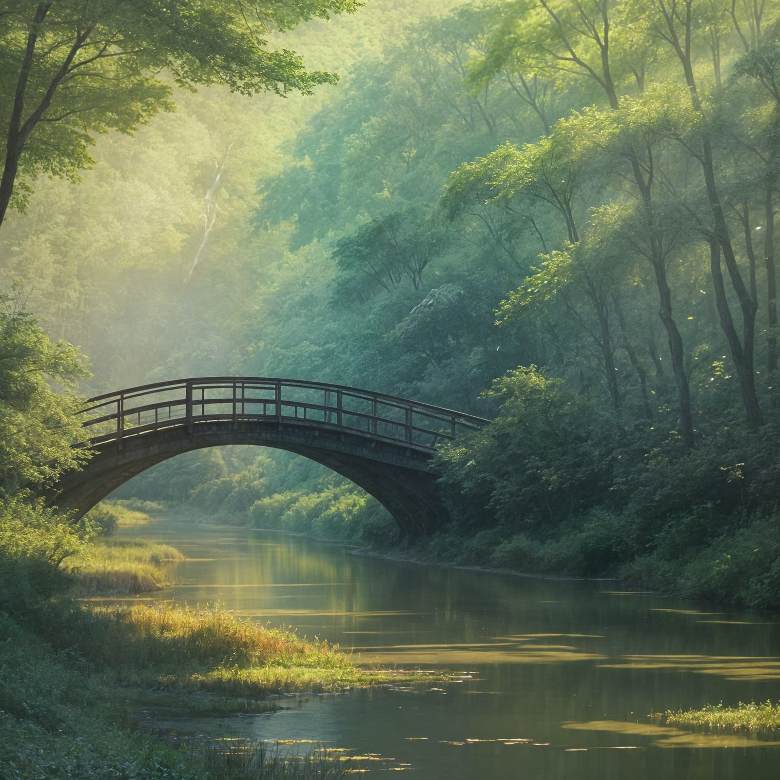 Idyllic Woodland Scene in Impressionist Style