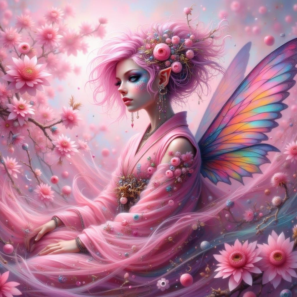 Cherry Blossom Goddess in Fairy Punk Style