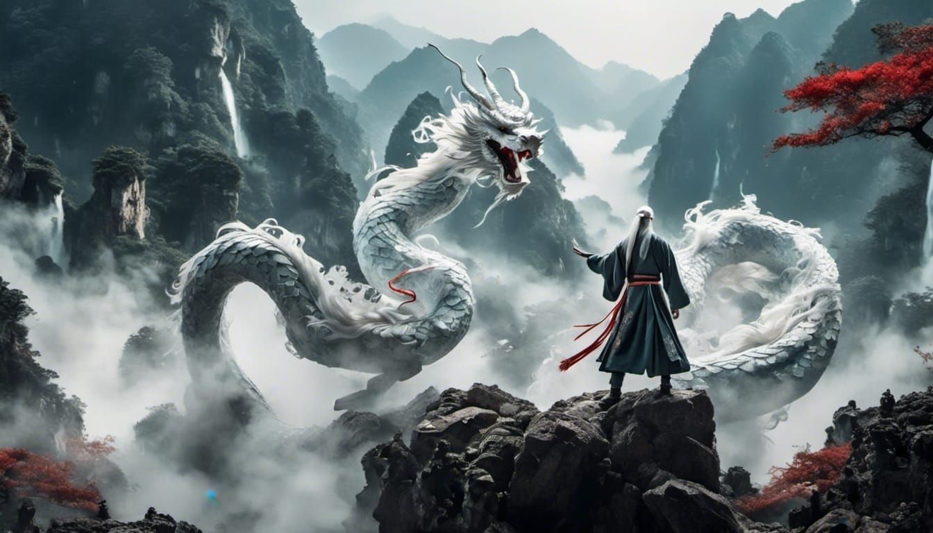 Chinese Dragon Man in Dark Fantasy Realism