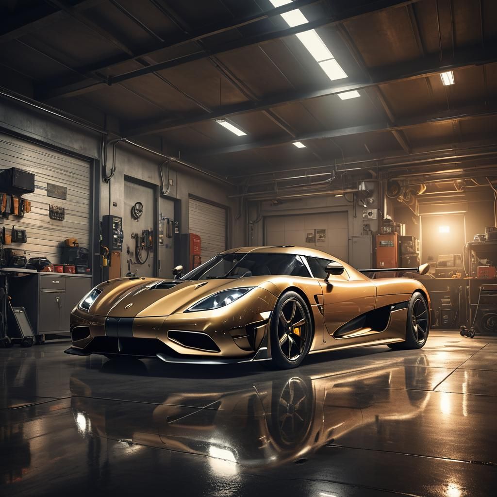 Koenigsegg CC850 in Atmospheric Garage, Digital Art