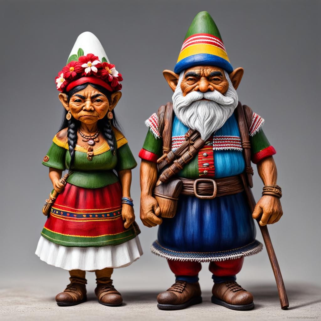 Grumpy Gnomes in Traditional Colombian Clothing