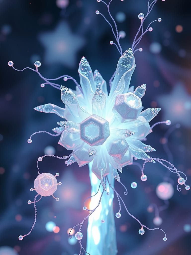 Bioluminescent Xylem Cluster in a Dreamlike Environment