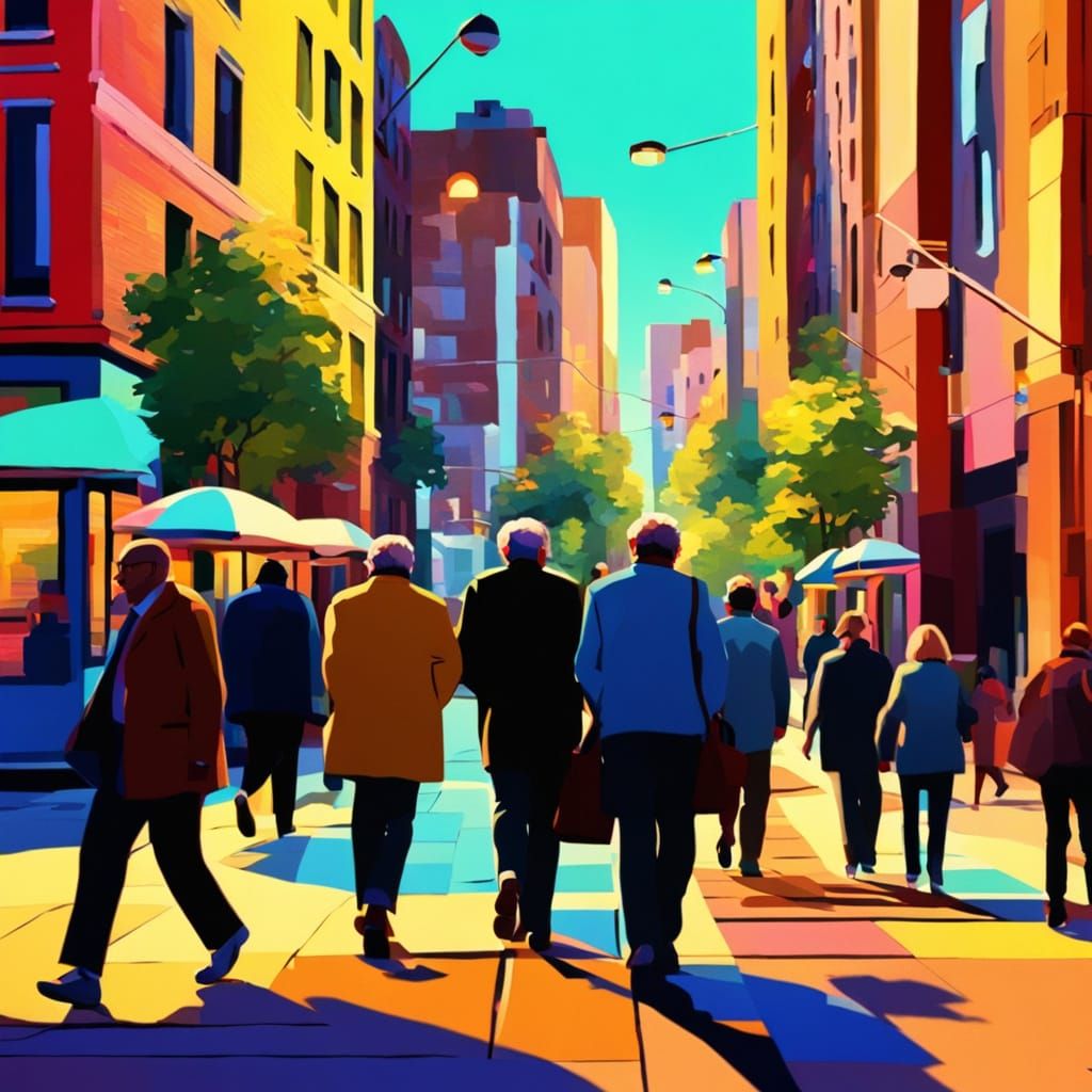 Vibrant City Street Scene in Pop Art Style