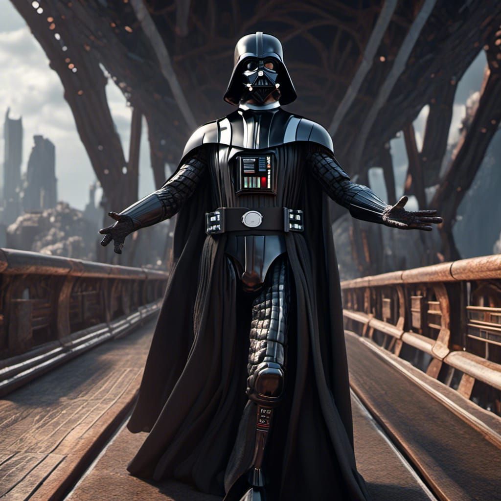 Curvy Female Darth Vader Waving: Hyperrealism