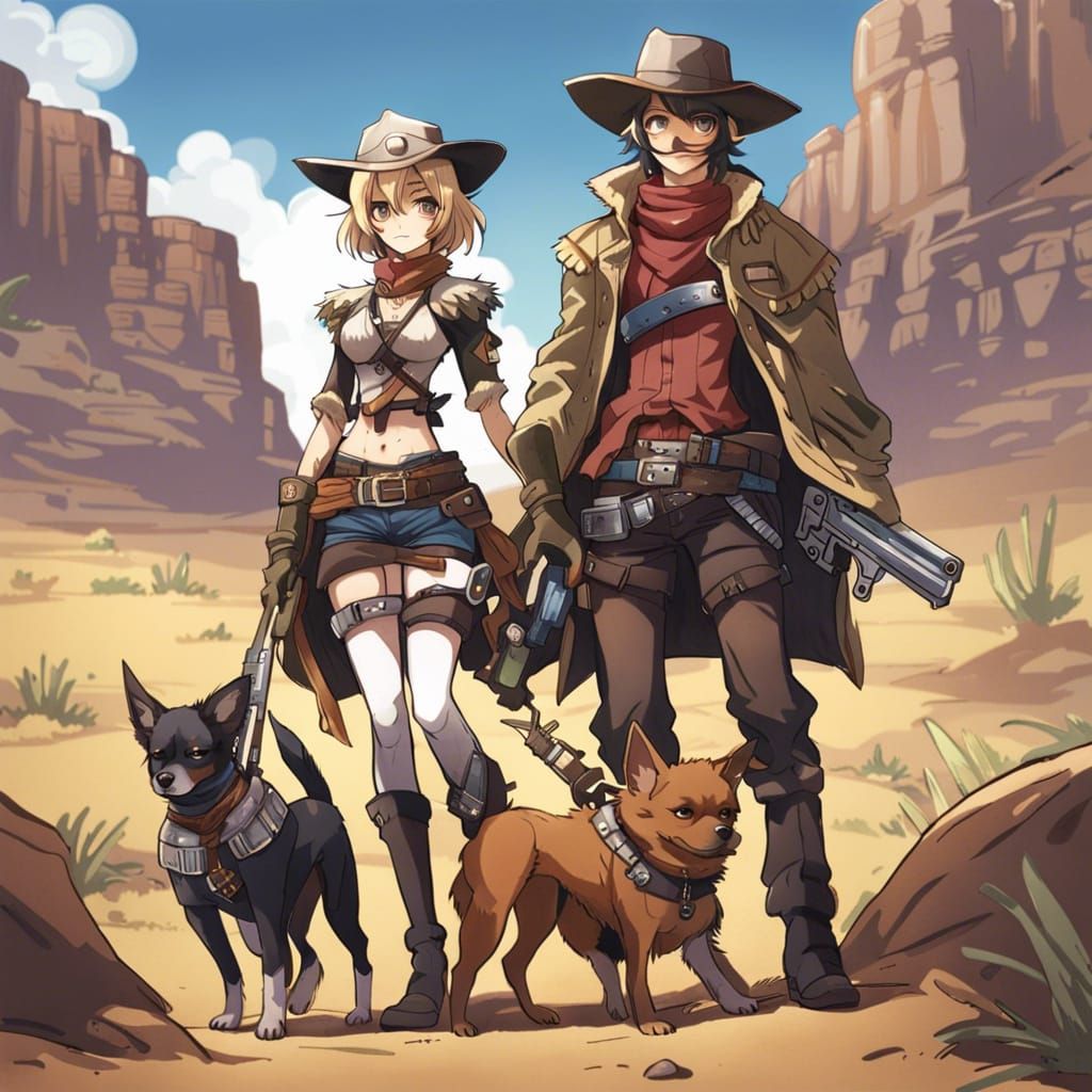 Wild West Bounty Hunters in Anime Style