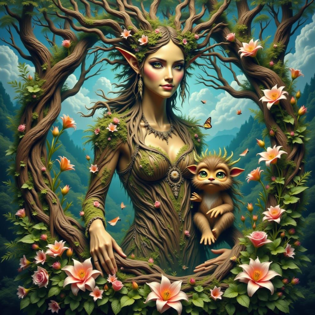 Enchanting Forest Scene with Mystical Elements