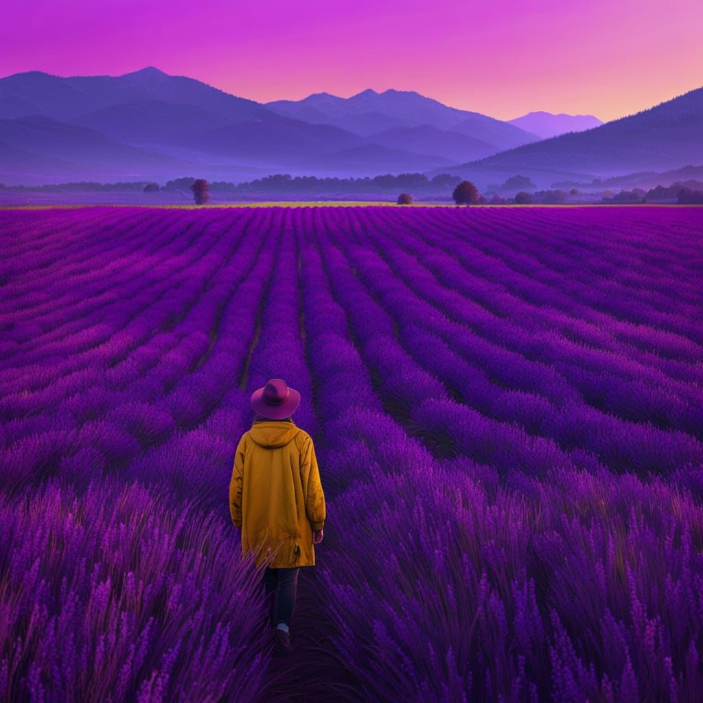 Ethereal Plum Landscape in Oil Painting Style