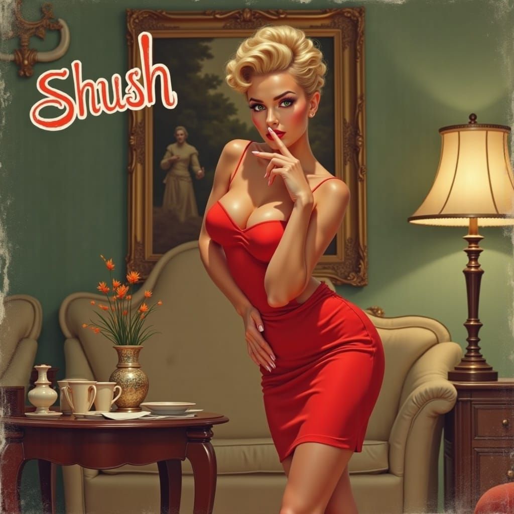 A Mysterious Figure Asks for Silence in a Cozy Setting