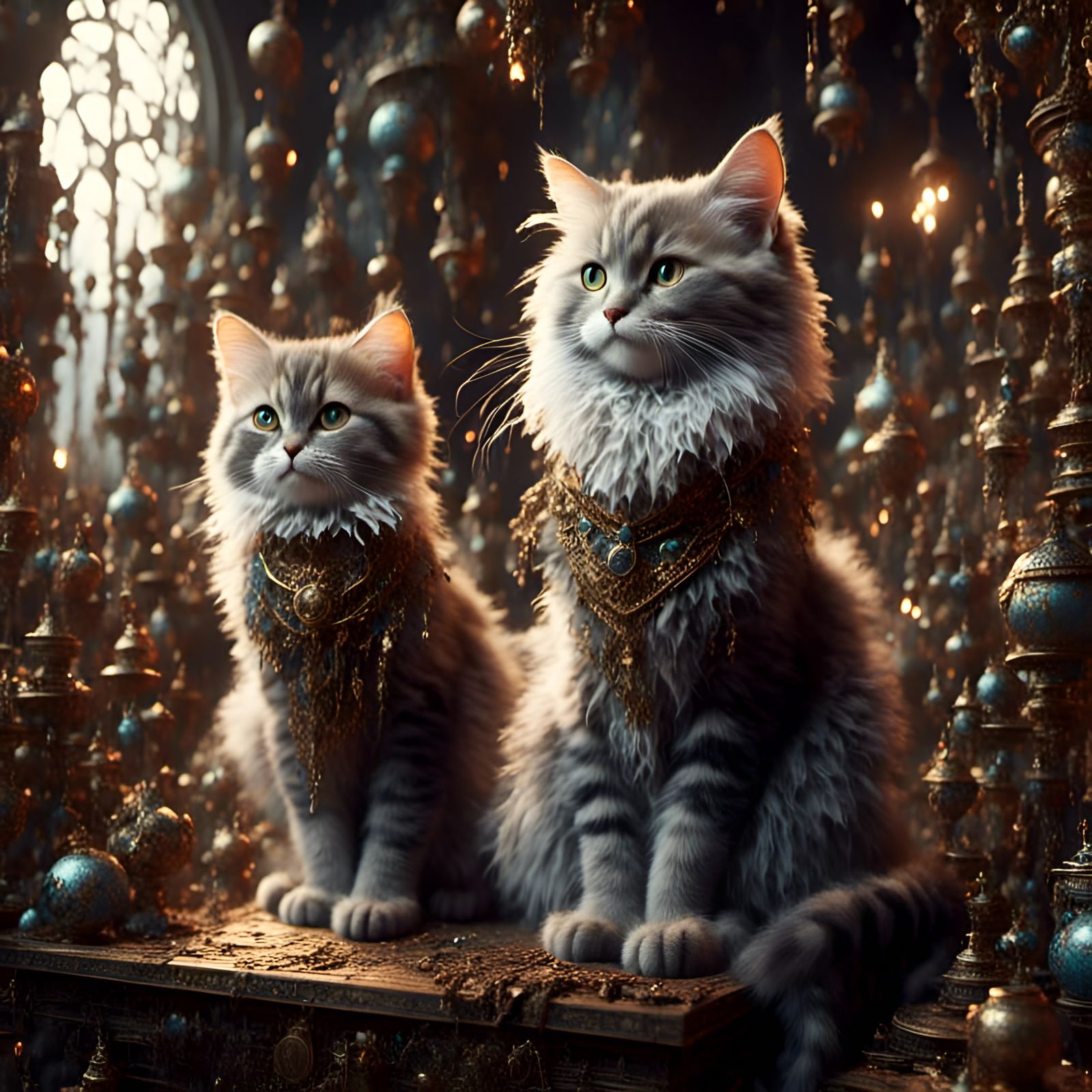 Hyperrealistic Cats Explore a Detailed Cityscape