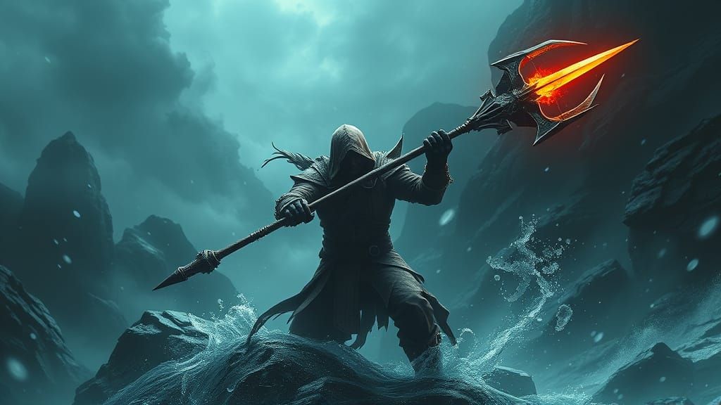 Epic Fantasy Trident Hero