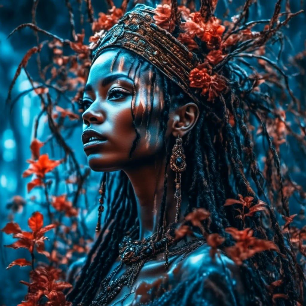 Voodoo Figure in Fantasy Landscape: Watercolor Art