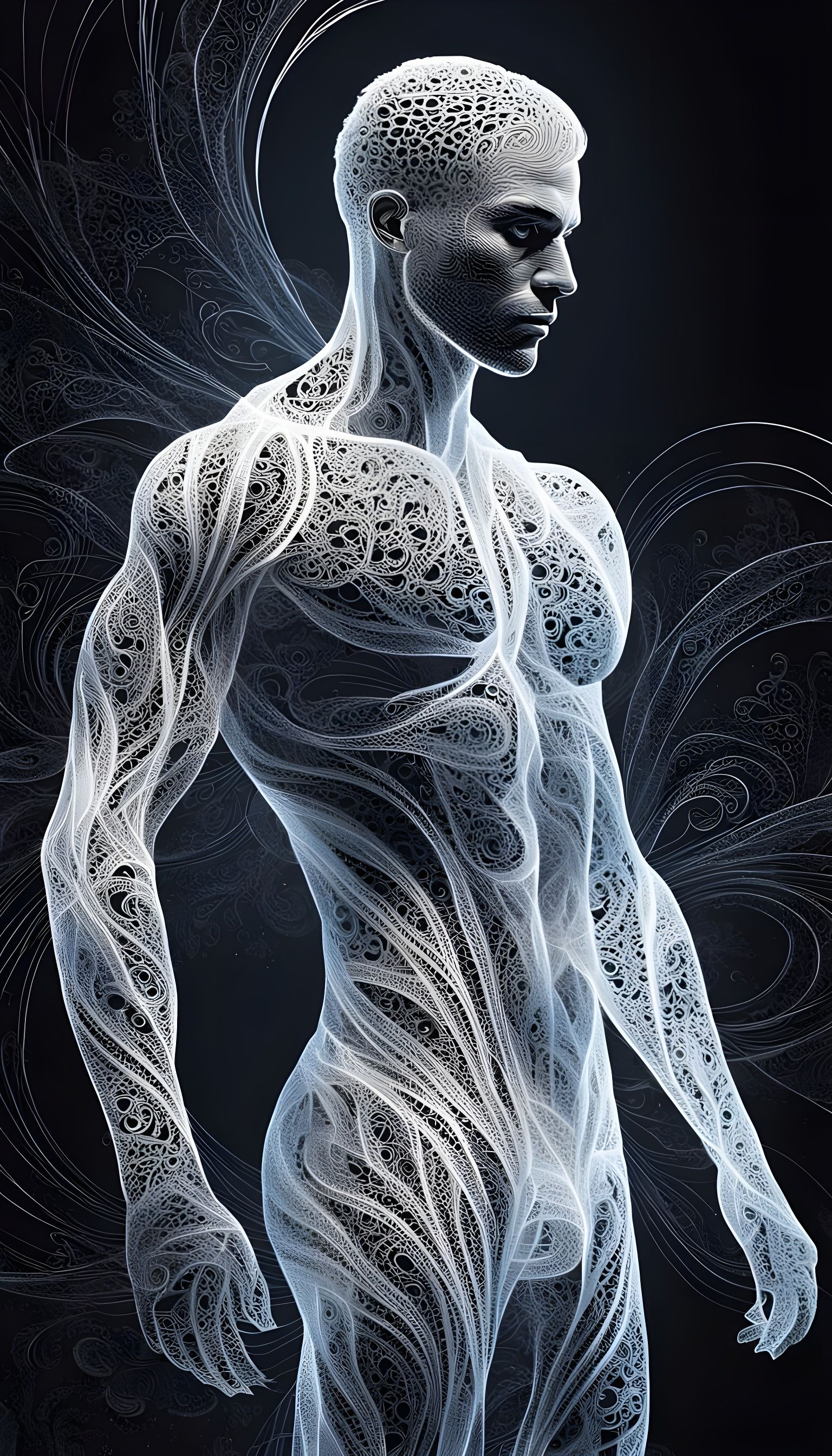 Brutal Young Man in White Threads Vector Art