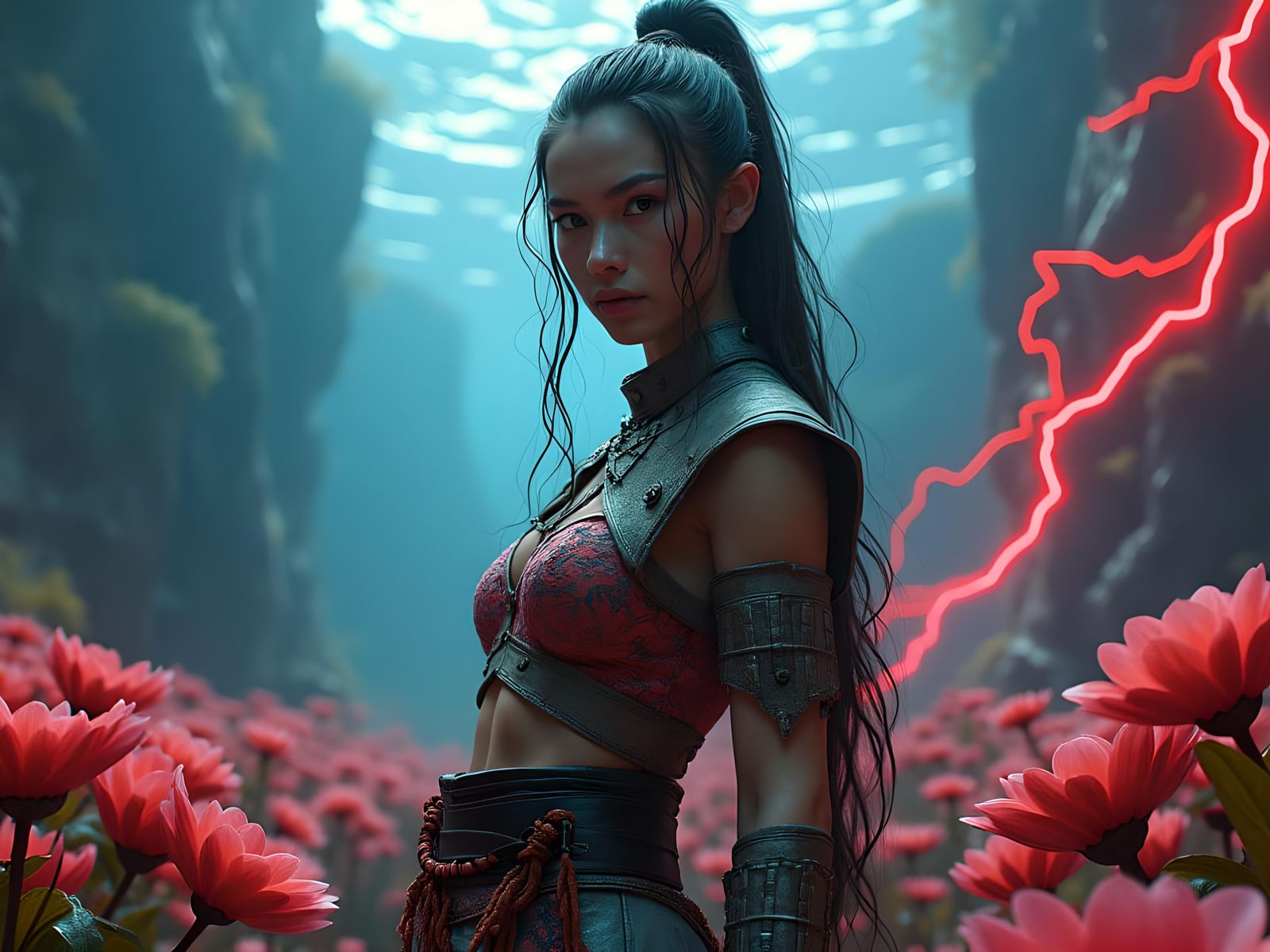 Sci-Fi Warrior Woman in Dystopian Setting