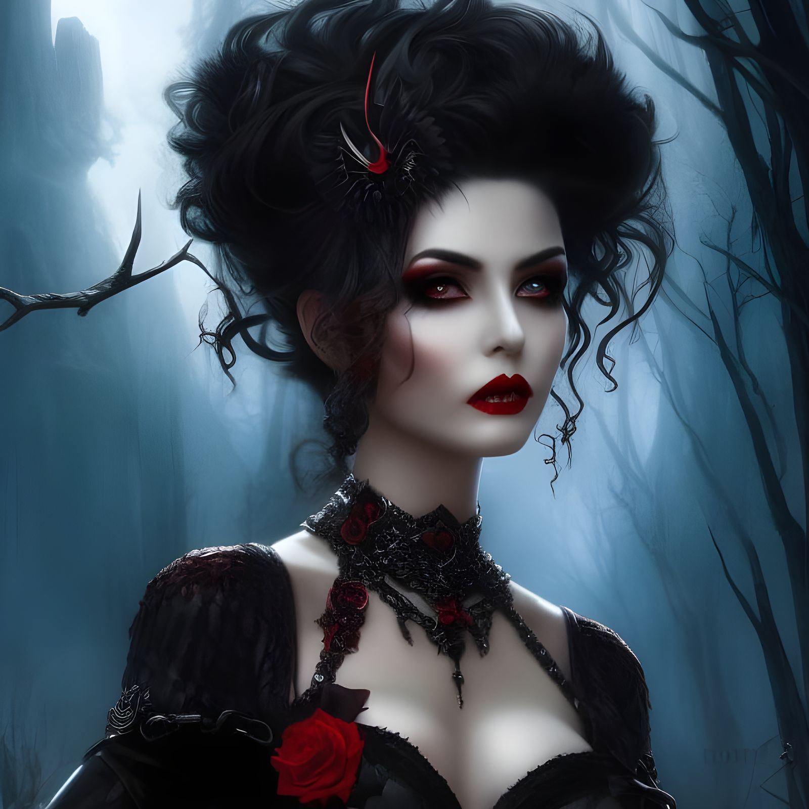 Dark Fantasy Vampire in Gothic Art Style