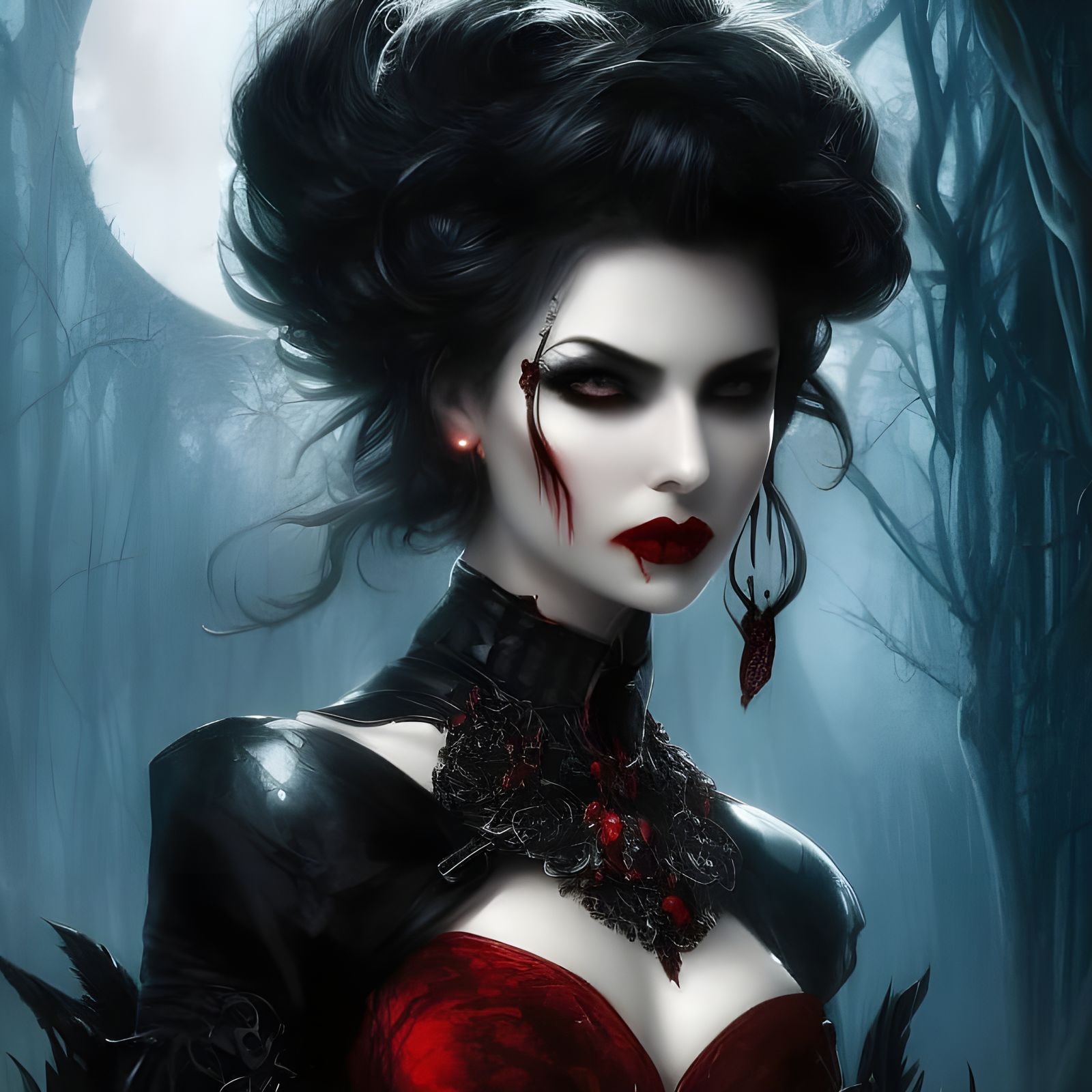 Stunning Dark Fantasy Vampire in Gothic Art Style