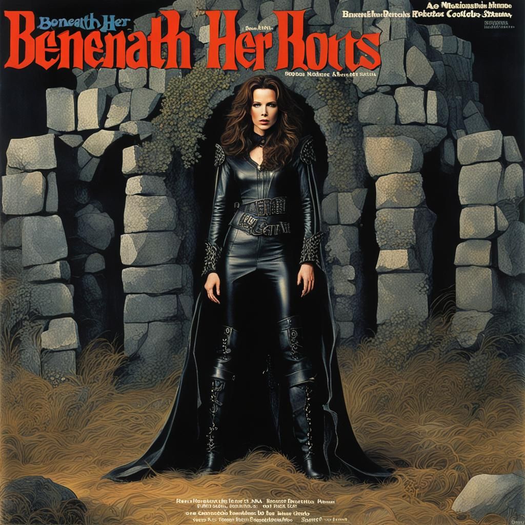 Gothic Leather Mistress on Magazine Cover, Detailed Matte Pa...