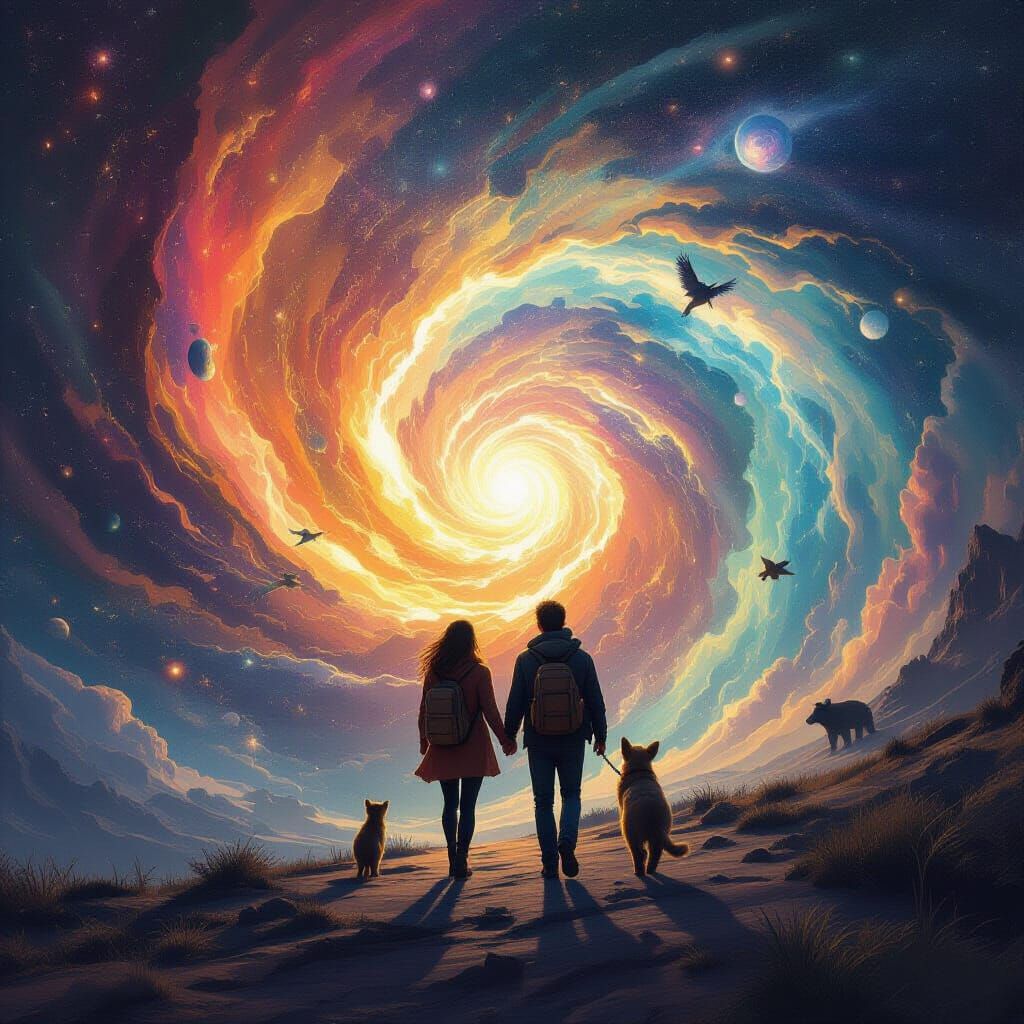 Cosmic Travelers Journey to the Big Bang in Digital Painting...