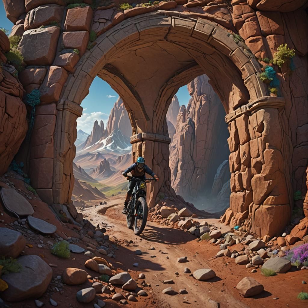 Claymation Mountain Pass with Biker in Chromatic Jug