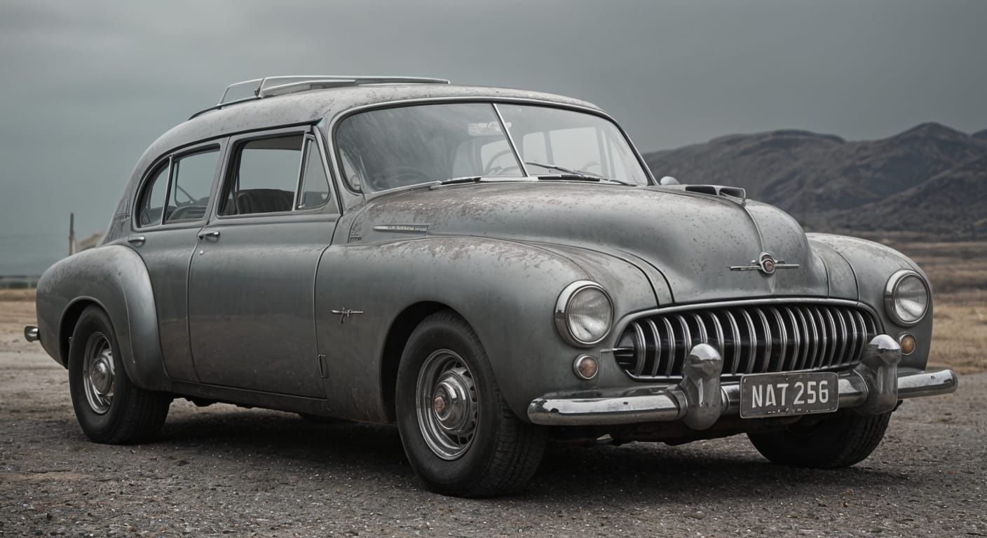 Oxidized 1953 Car in Cinematic Photo