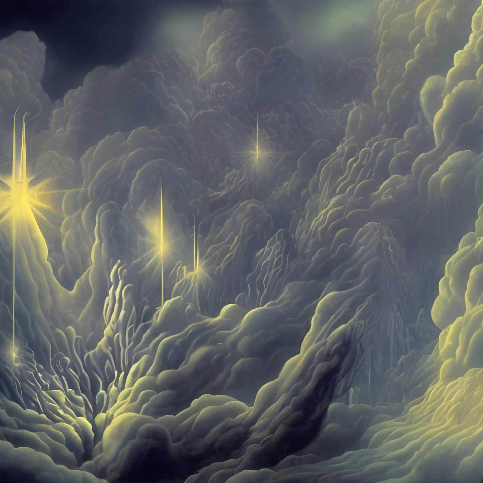 Dreamlike Abstract Illusionism with Radiant Light Rays