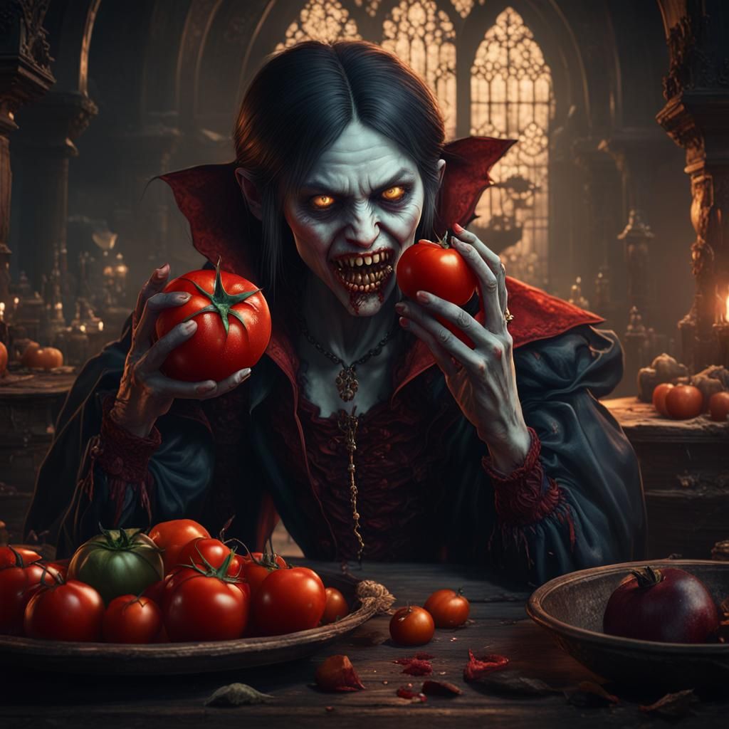 Drunk Vampire's Tomato: Detailed Digital Painting