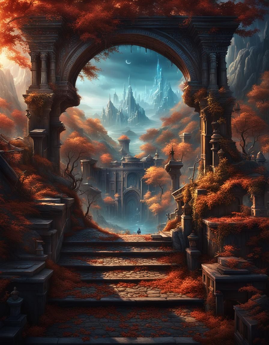 Fantastical Landscape in Deep Color, Digital Art