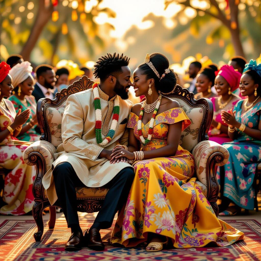 Igbo Couple Embraces in Vibrant Wedding Celebration