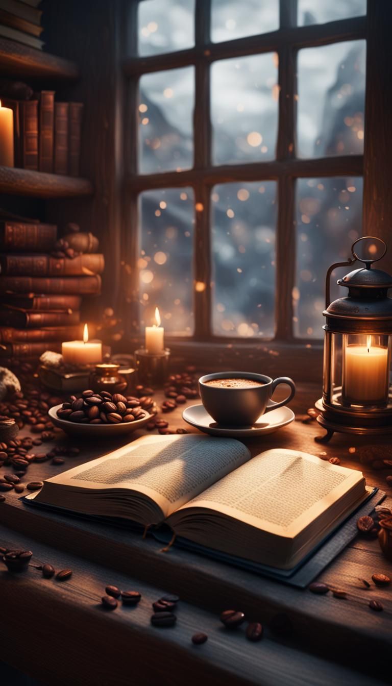 Hygge: Coffee and Book in Detailed Matte Painting
