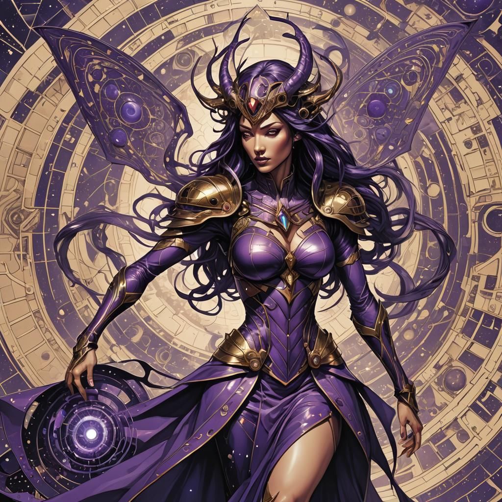 Psychedelic Princess Strums Nautilus Lute: Digital Art