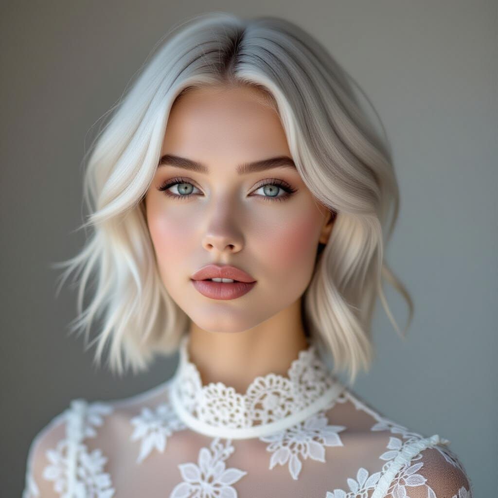 "A photograph in the style of Annie Leibovitz depicts a youn...